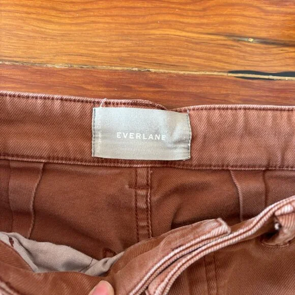Everlane Straight Leg High Waisted Crop Pants Brown SIZE 4 - Picture 2 of 5